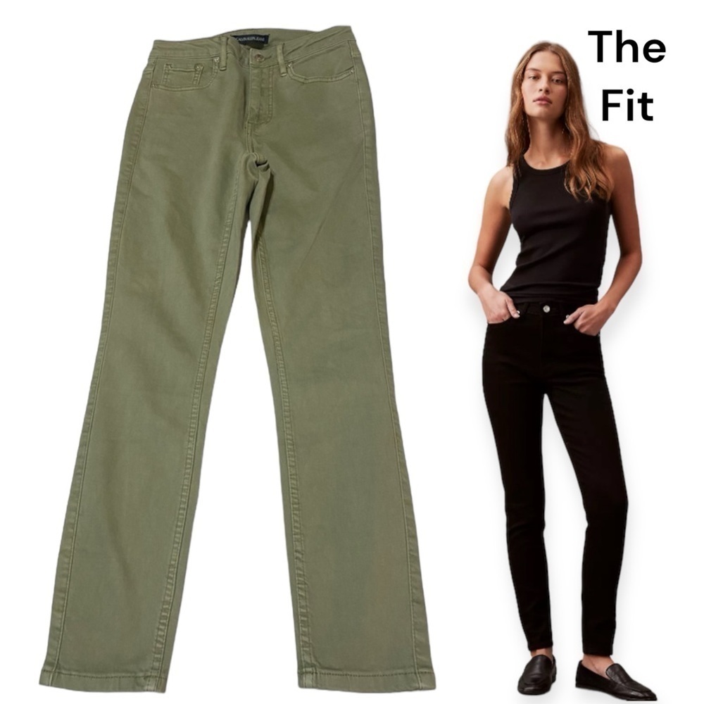 Calvin Klein Straight Skinny Contoured Jeans Size 2 Green High Rise Like… - Picture 15 of 15